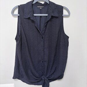 Navy Polka Dot Sleeveless Top